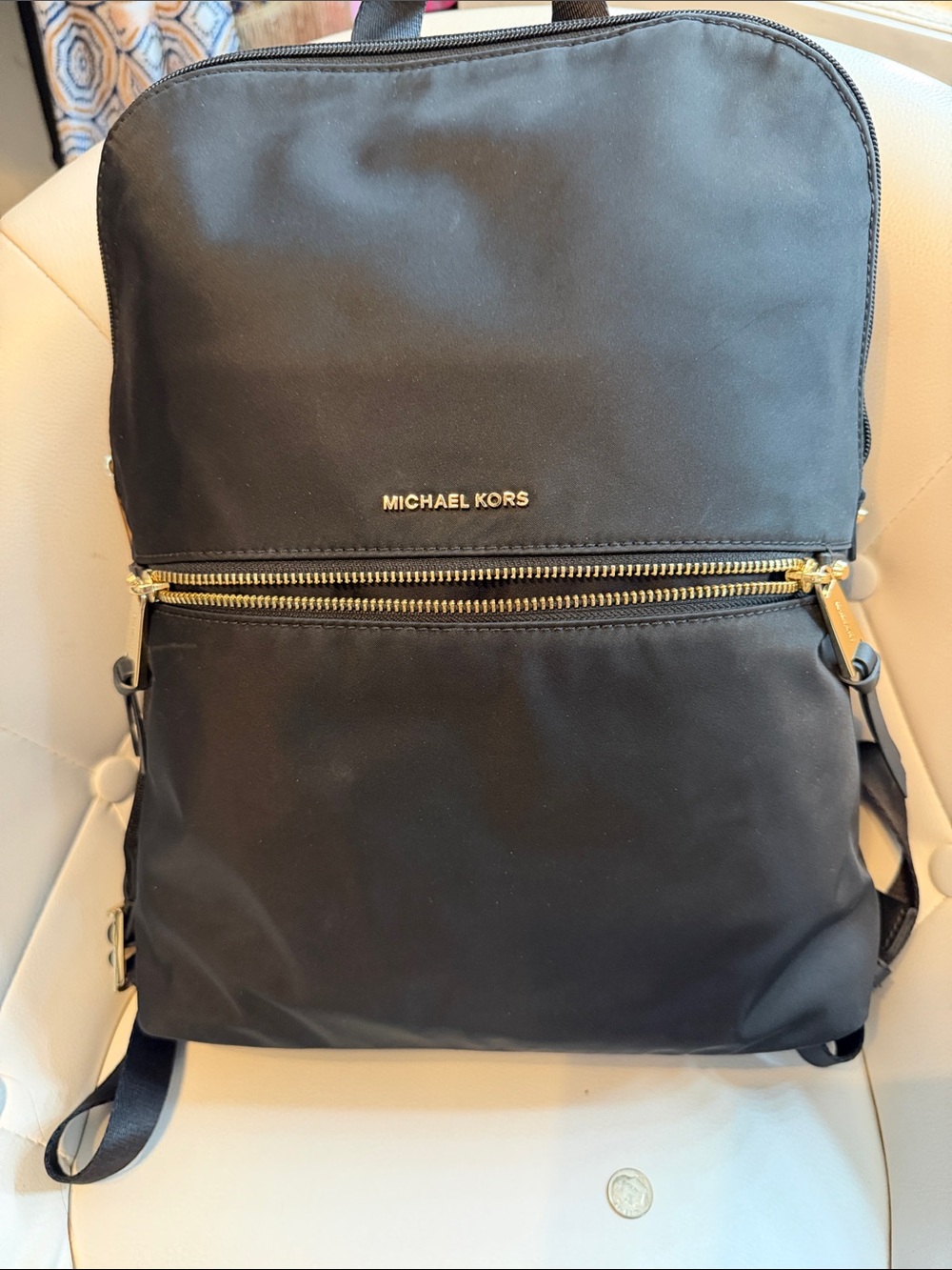Michael Kors Black Backpack with Gold Hardware